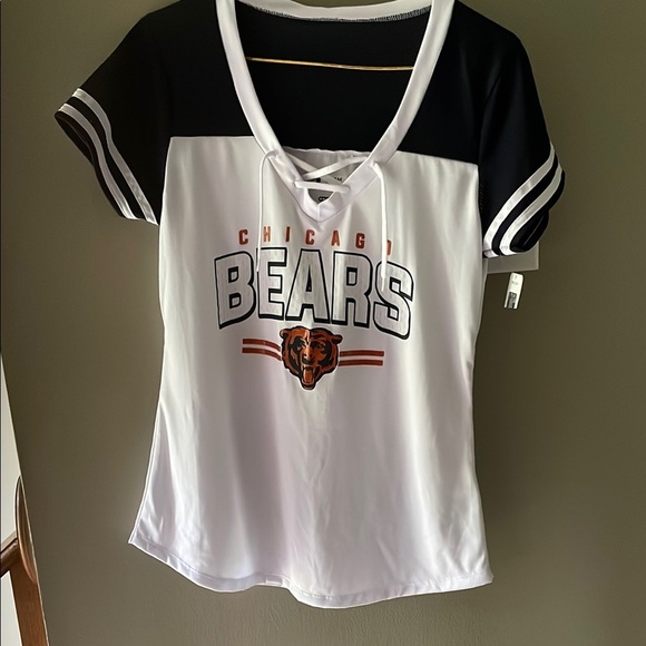 NFL Tops - NFL Black and White Tie Front Jersey Top